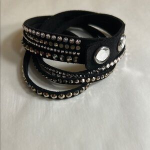 Black Rhinestone Wrap Bracelet